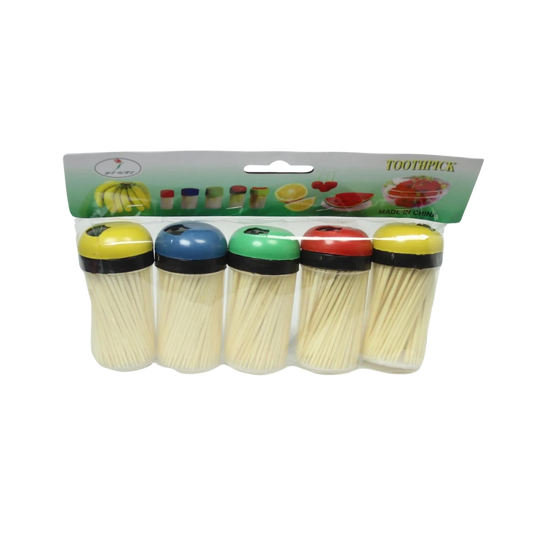Portes cure-dents en plastique avec cure-dents - lot de 5 couleurs assorties MJ BAZAR